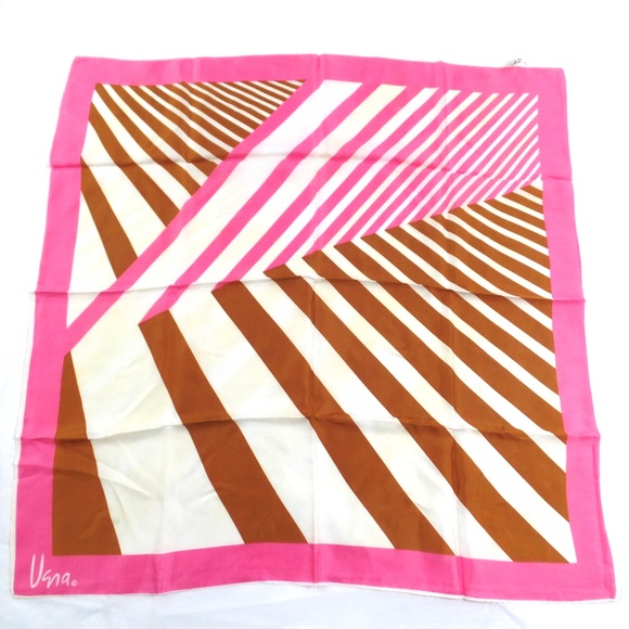 🚩 SOLD Vera Neumann Striped Scarf Pink Brown - Picture 1 of 4
